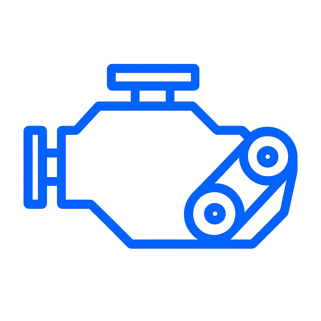 generate a line icon of an engine in the hex color 0066fb