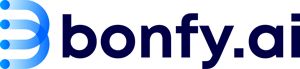 Bonfy logo with written company name and a four-pronged icon demonstrating connections